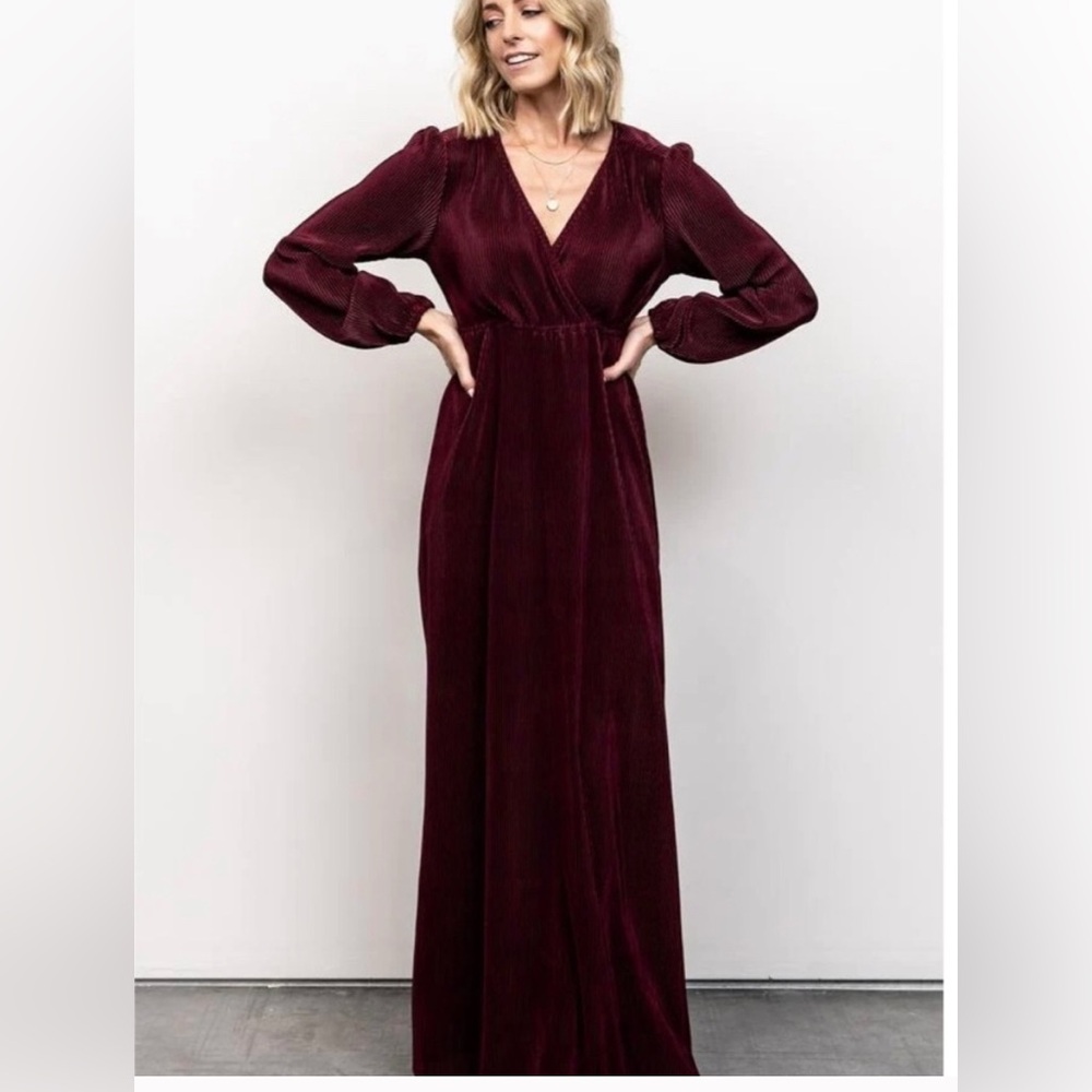 NWT Baltic Born Venus Pleated Maxi Dress size 3X plus size burgundy